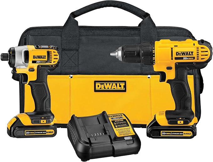 "Dewalt 20V Max cordless drill and impact driver combo kit with 2 batteries and charger"