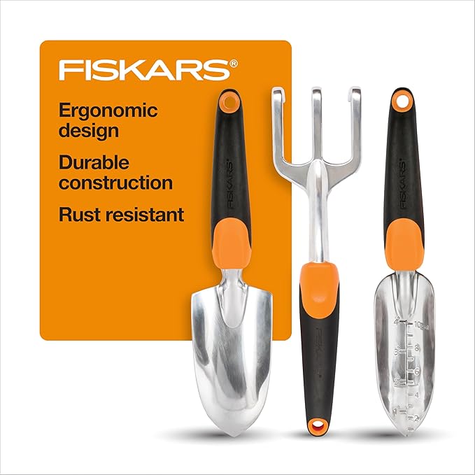 "Durable Fiskars 3-in-1 Garden Hand Tool Set"