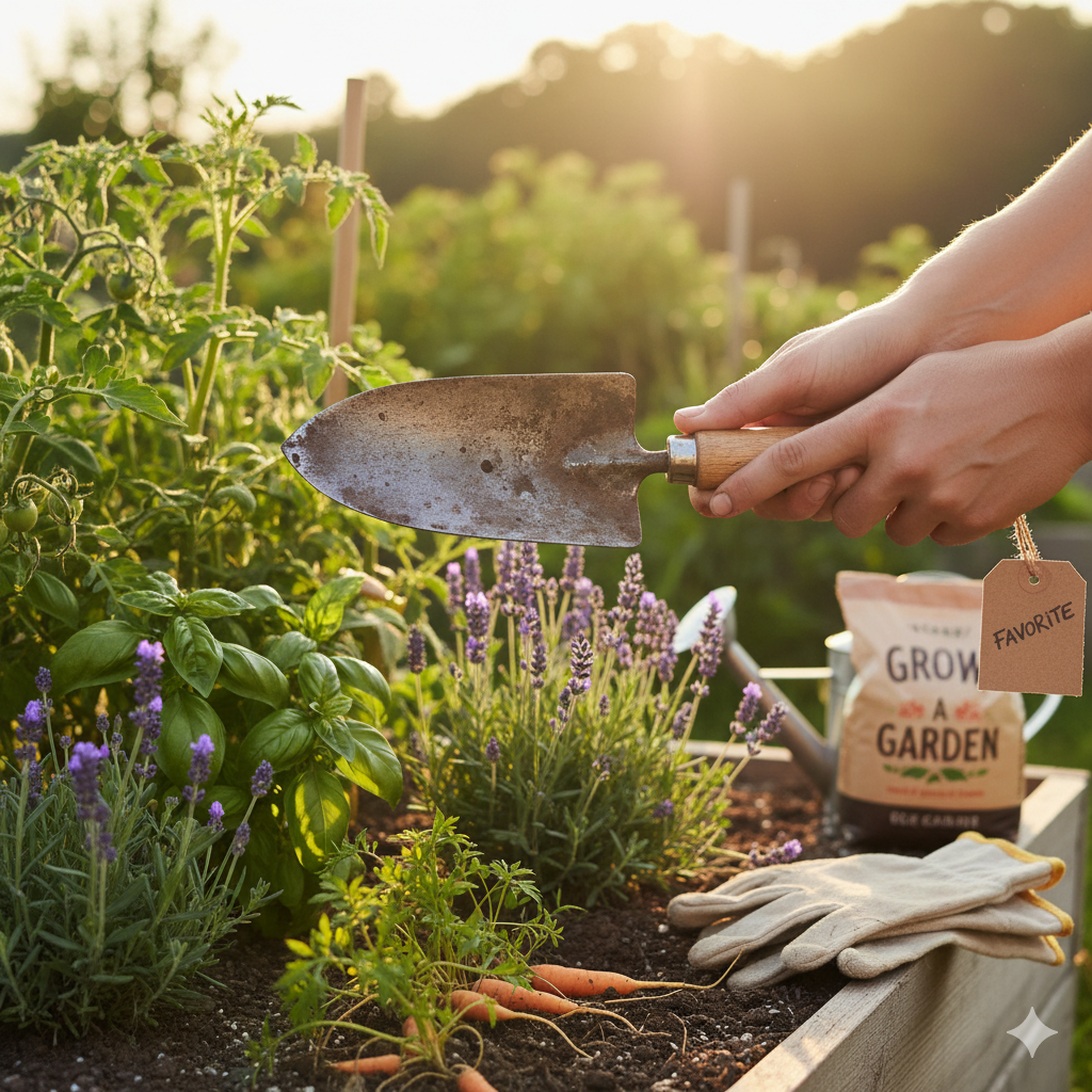 "Favourite gardening hand tool to grow a garden"