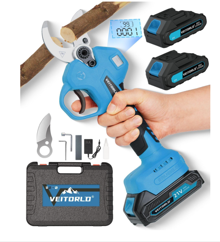Upgraded Electric Pruning Shears, 1.6" Cutting Diameter Cordless Pruner with 2*2.0Ah Rechargeable Batteries&SK5 Blade, Garden Pruning Tool for Tree...