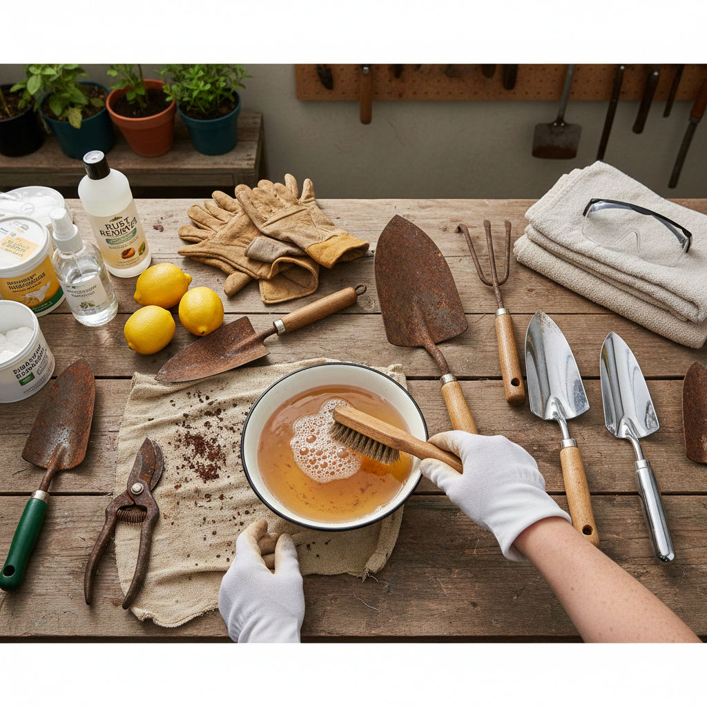 "Remove rust from metal garden tools easily"