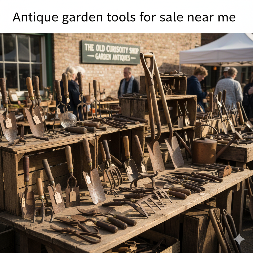 "Antique garden tools for sale near me- vintage hand tools,old metal spades,collectible gardening items"