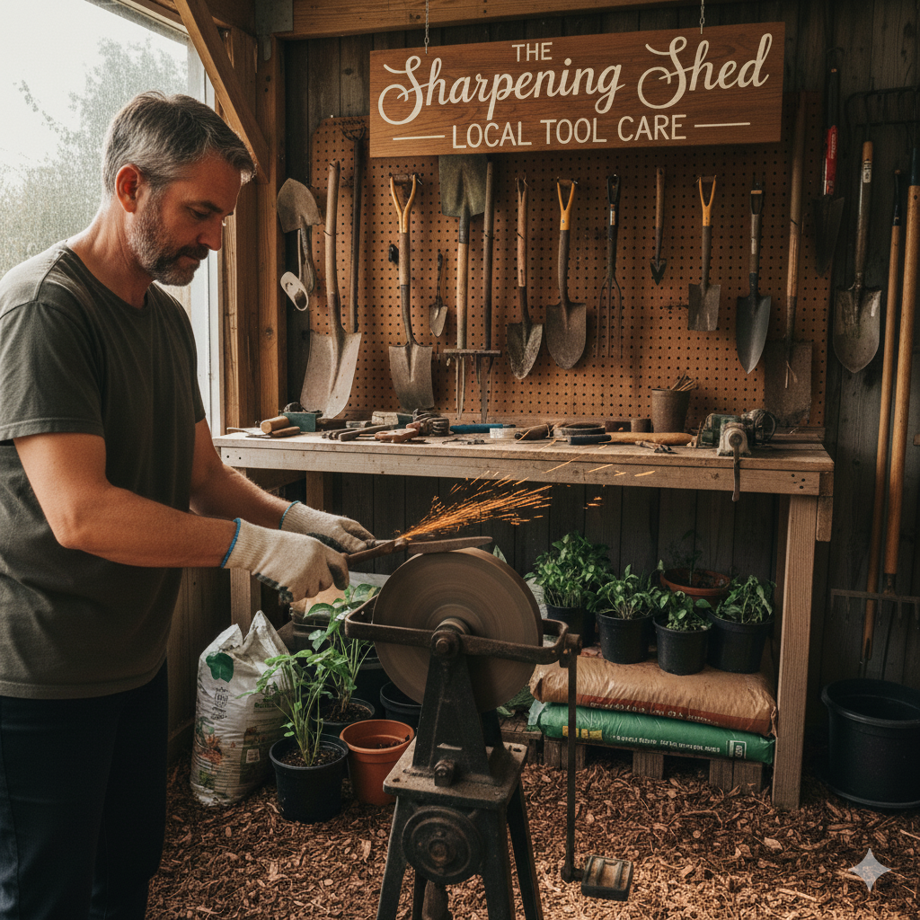 "Local garden tool sharprning service near me fixing pruning shears and lawn tools"