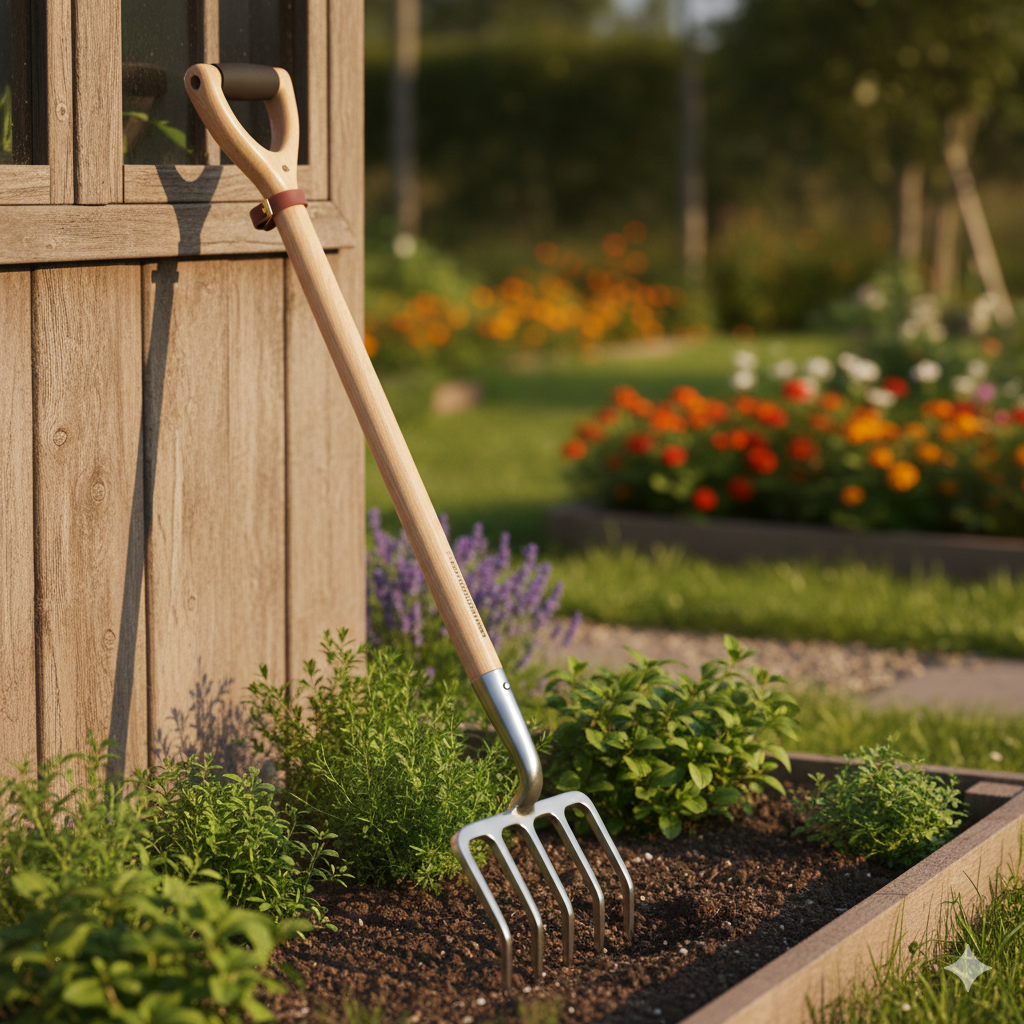 Long handled garden cultivator tool for loosening soil and easy gardening