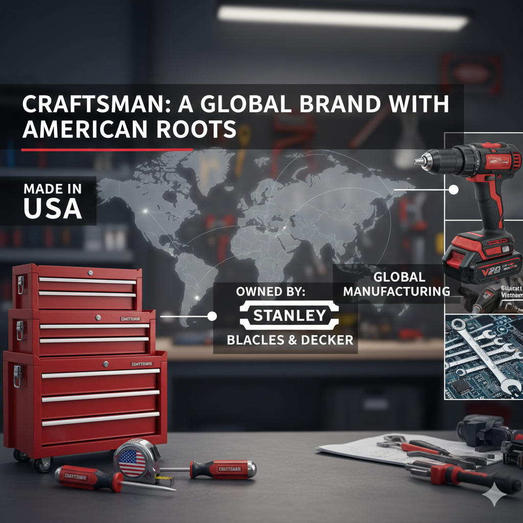 Craftsman tools set with logo showing the company that makes Craftsman power and hand tools