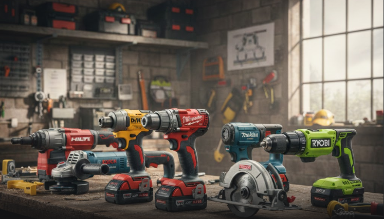 Best power tool brands comparision showing DeWalt,Milwaukee,Makita,and Bosch tools for professionals and DIY users.