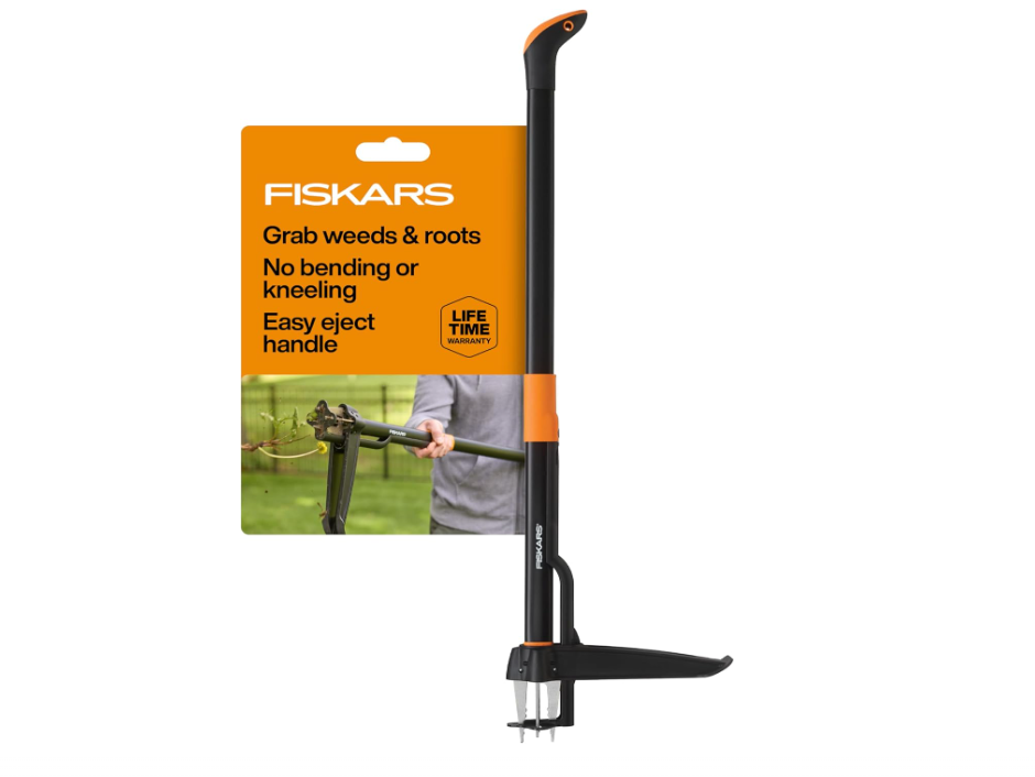 Fiskars 4-Claw Stand Up Weed Puller Tool, Gardening Hand Weeding Tool with 39" Long Ergonomic Handle with Easy-Eject Mechanism