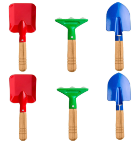 Kids Gardening Tool Set, 6PCS Gardening Tools for Kids Metal with Sturdy Wooden Handle for satety kids gardening